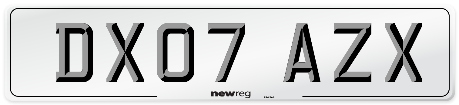 DX07 AZX Number Plate from New Reg